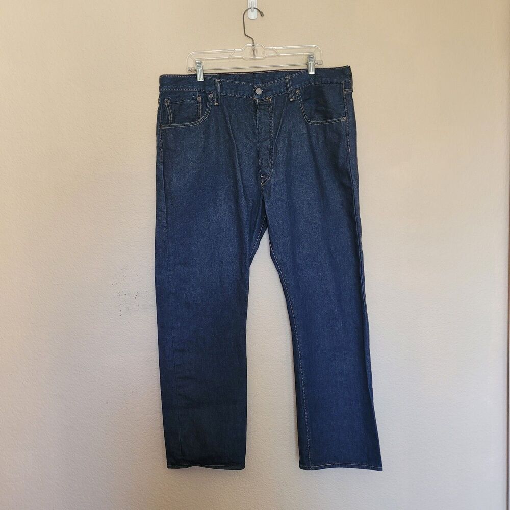 Levi's 501 Original Straight Leg Jeans Mens 40x30 Dark Indigo Blue Button Fly